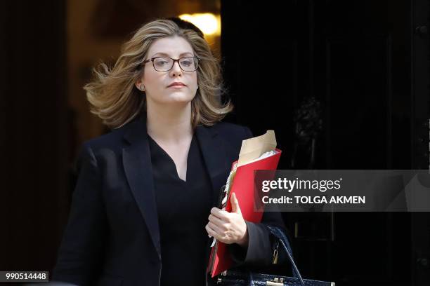 Britain's International Development Secretary and Minister for Women and Equalities Penny Mordaunt leaves 10 Downing Street in central London after...