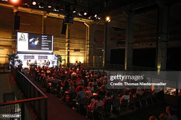 General view of the Greenshowroom & Ethical Fashion Show during the Berlin Fashion Week Spring/Summer 2019 at Kraftwerk Mitte on July 3, 2018 in...