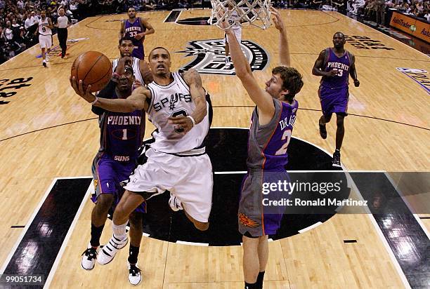 Guard George Hill of the San Antonio Spurs in Game Four of the Western Conference Semifinals during the 2010 NBA Playoffs at AT&T Center on May 9,...