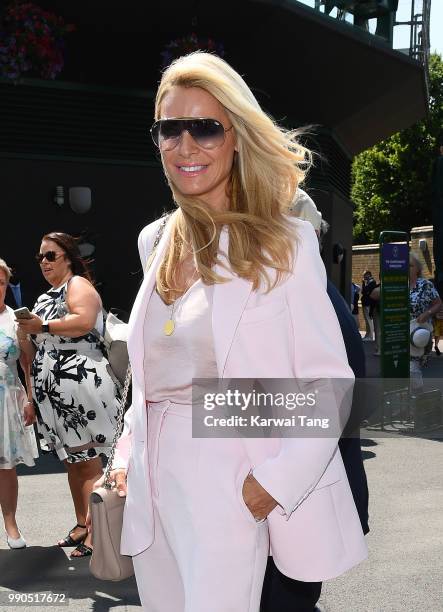 Tess Daly attends day two of the Wimbledon Tennis Championships at the All England Lawn Tennis and Croquet Club on July 3, 2018 in London, England.