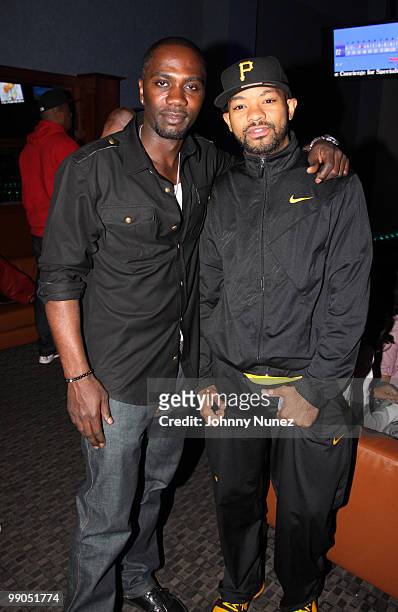 Actor Nashawn Kearse and publicist Adonis Spicer attend Bottles & Strikes at Chelsea Piers on May 11, 2010 in New York City.