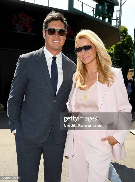 Vernon Kay and Tess Daly attend day two of the Wimbledon Tennis Championships at the All England Lawn Tennis and Croquet Club on July 3, 2018 in...