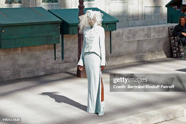 Model Adut Akech walks the runway during the Chanel Haute Couture Fall Winter 2018/2019 show as part of Paris Fashion Week on July 3, 2018 in Paris,...