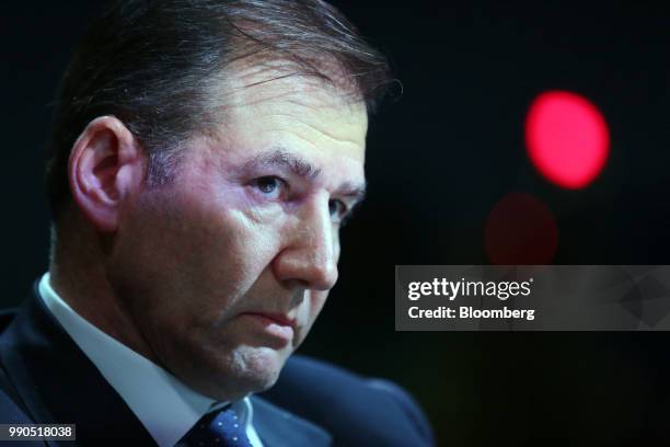 Ivan Glasenberg, chief executive officer of Glencore International Plc, pauses during a conference session on day two of the Saint Petersburg...