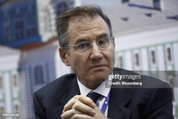 Ivan Glasenberg, billionaire and chief executive officer of Glencore Xstrata Plc, speaks during a panel session on day two of the St. Petersburg...
