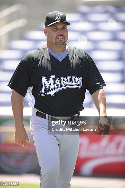 Fredi Gonzalez, manager of the Florida Marlins, looks on before a baseball game against the Washington Nationals on May 8, 2010 at Nationals Park in...