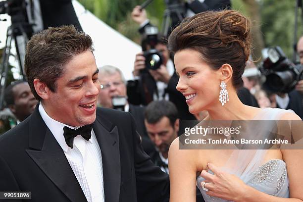 Jurors Benicio Del Toro and Kate Beckinsale attend the Opening Night Premiere of 'Robin Hood' at the Palais des Festivals during the 63rd Annual...