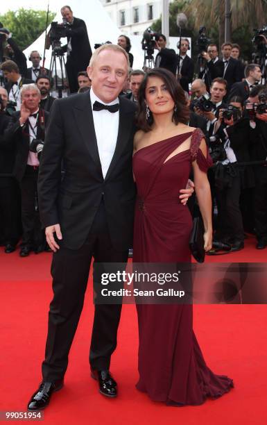 Francois-Henri Pinault and Salma Hayek attends the "Robin Hood" Premiere at the Palais des Festivals during the 63rd Annual Cannes Film Festival on...