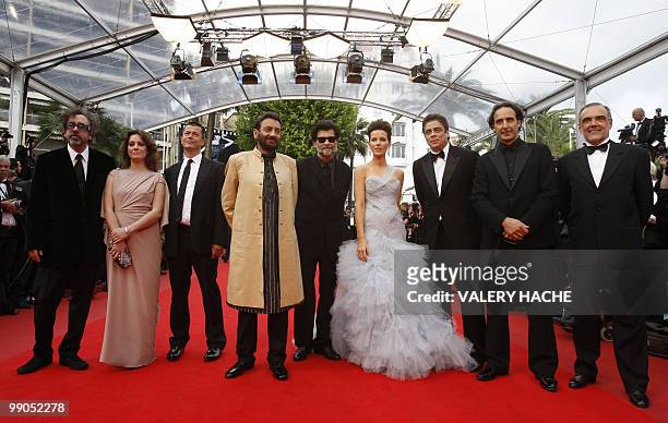 Director and president of the jury Tim Burton arrives with members of the jury Italian actress Giovanna Mezzogiorno, French director Emmanuel...