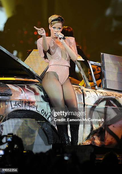 Rihanna performs at 02 Arena on May 10, 2010 in London, England.