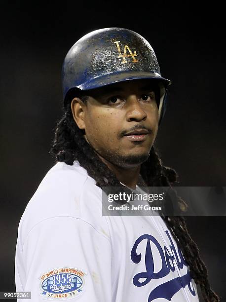 Manny Ramirez of the Los Angeles Dodgers plays against the Arizona Diamondbacks at Dodger Stadium on April 15, 2010 in Los Angeles, California.