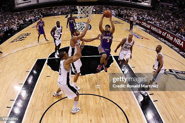 Forward Jared Dudley # of the Phoenix Suns in Game Four of the Western Conference Semifinals during the 2010 NBA Playoffs at AT&T Center on May 9,...