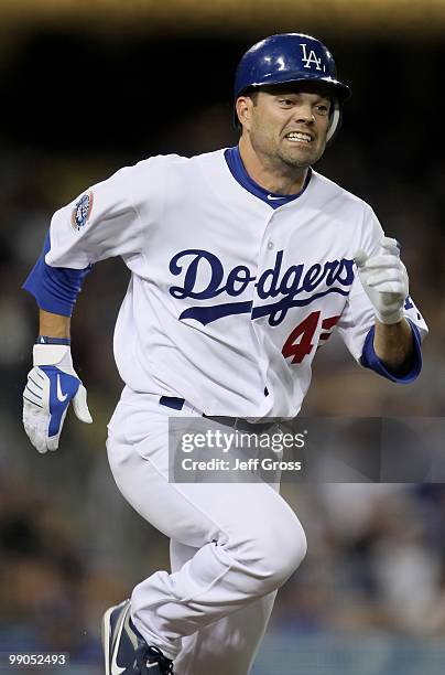 Jamey Carroll of the Los Angeles Dodgers plays against the Arizona Diamondbacks at Dodger Stadium on April 15, 2010 in Los Angeles, California.