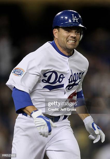 Jamey Carroll of the Los Angeles Dodgers plays against the Arizona Diamondbacks at Dodger Stadium on April 15, 2010 in Los Angeles, California.