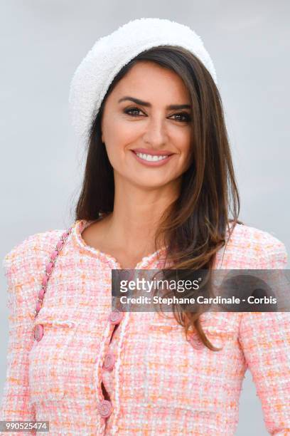 Penelope Cruz attends the Chanel Haute Couture Fall/Winter 2018-2019 show as part of Haute Couture Paris Fashion Week on July 3, 2018 in Paris,...