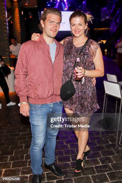 Nina Bott and Benjamin Baarz during the Channel Aid concert on July 2, 2018 in Hamburg, Germany.