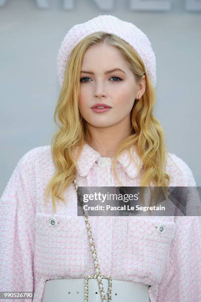 Ellie Bamber attends the Chanel Haute Couture Fall Winter 2018/2019 show as part of Paris Fashion Week on July 3, 2018 in Paris, France.