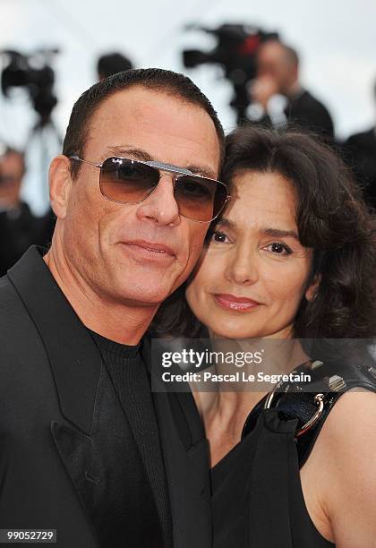 Actor Jean Claude Van Damme and wife Gladys Portugues attend the "Robin Hood" Premiere at the Palais des Festivals during the 63rd Annual Cannes Film...