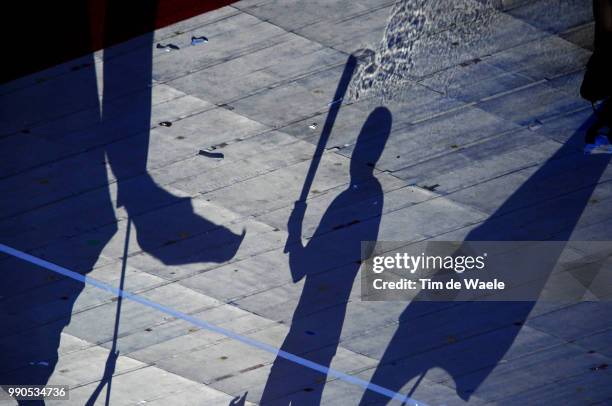 Opening Ceremonyillustration Illustratie, National Stadium Stadion, Birdsnest, Olympic Flame Vlam Flamme, Silhouet Shadow Hombre Schaduw /Olymische...