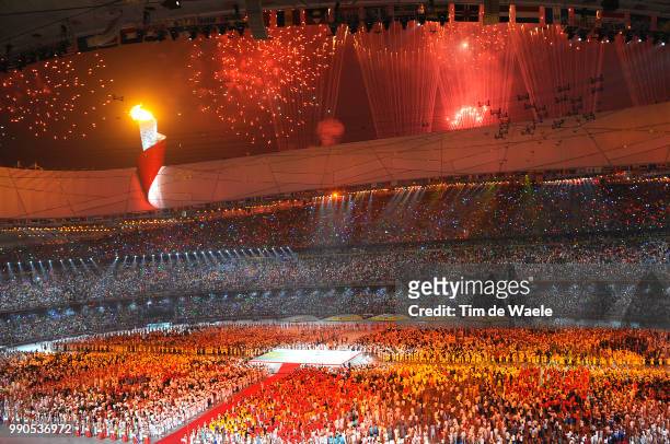 Opening Ceremonyillustration Illustratie, National Stadium Stadion, Birdsnest, Olympic Flame Vlam Flamme, Olymische Spelen, Jeux Olympique /Tim De...