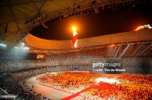 Opening Ceremonyillustration Illustratie, National Stadium Stadion, Birdsnest, Olympic Flame Vlam Flamme, Olymische Spelen, Jeux Olympique /Tim De...