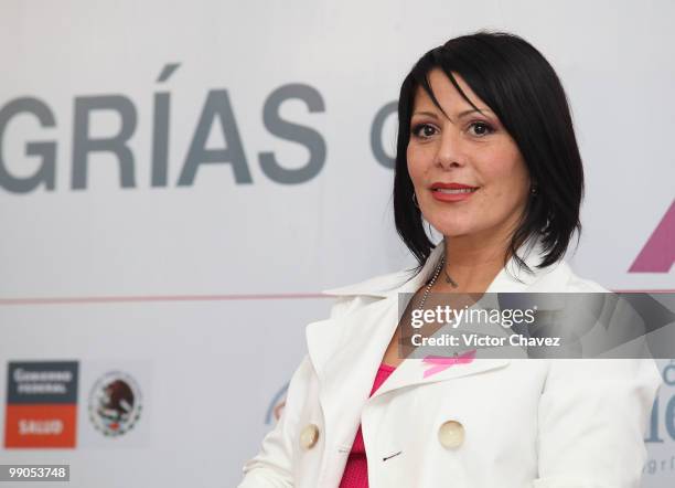 Singer Alejandra Guzman speaks during a press conference to support her Breast Cancer Foundation at Secretaria de Salud on May 11, 2010 in Mexico...