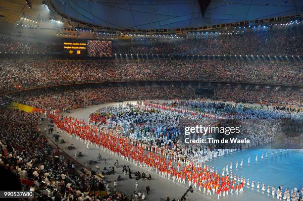 Opening Ceremonyillustration Illustratie, Team China , Flag Drapeau Vlag, Ming Yao , National Stadium Stadion, Birds Nest /Olymische Spelen, Jeux...