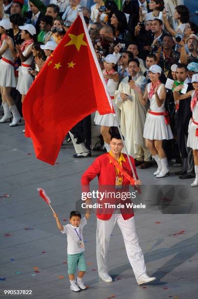 Opening Ceremonyillustration Illustratie, Team China , Flag Drapeau Vlag, Ming Yao , National Stadium Stadion, Birds Nest /Olymische Spelen, Jeux...