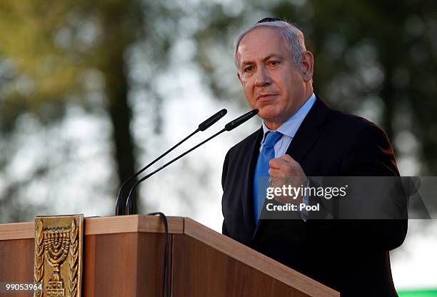 Israeli Prime Minister Benjamin Netanyahu attends a ceremony marking Jerusalem Day at Ammunition Hill on May 12, 2010 in Jerusalem, Israel. Jerusalem...