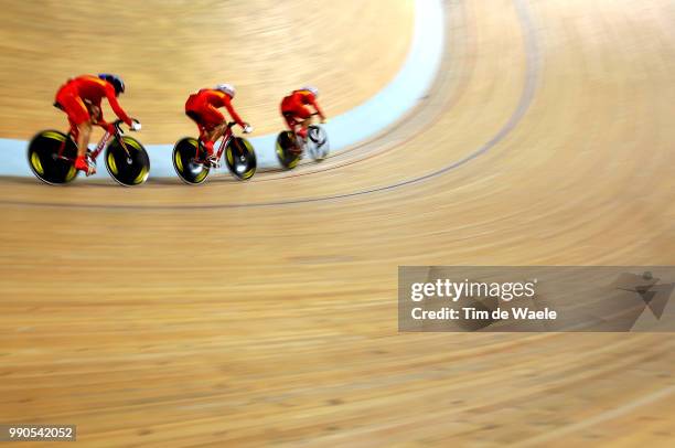 Beijing Olympics, Cycling : Trackillustration Illustratie, Team China , Yong Feng , Wenhao Li , Lei Zhang /Men Team Sprint, Vitesse Par Equipes...