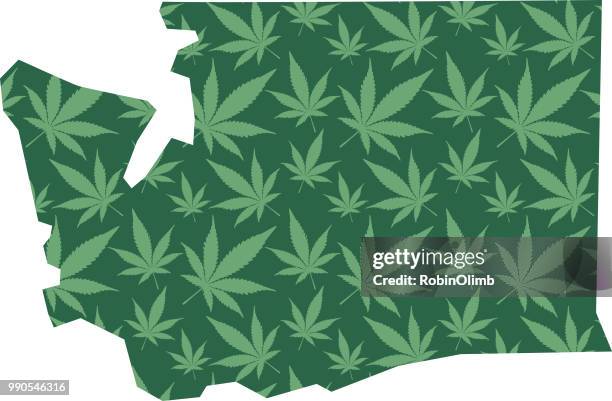 washington marijuana leaves pattern - robinolimb stock illustrations