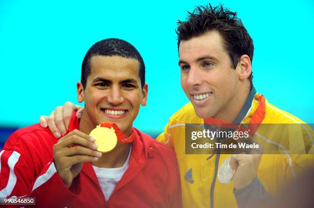 Swimmingpodium, Mellouli Oussama , Gold Medal, Hackett Grant , Silver Medal, (Celebration Joie Vreugde, Men 1500M Fresstyle Final, Natation, National...