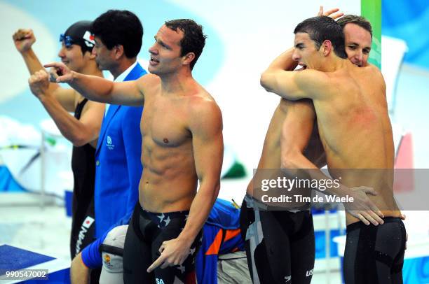 Swimmingteam Usa , Phelps Michael , Peirsol Aaron , Hansen Brendan , Lezak Jason , Celebration Joie Vreugde /Men 4 X 100 M Medley Relay Final...