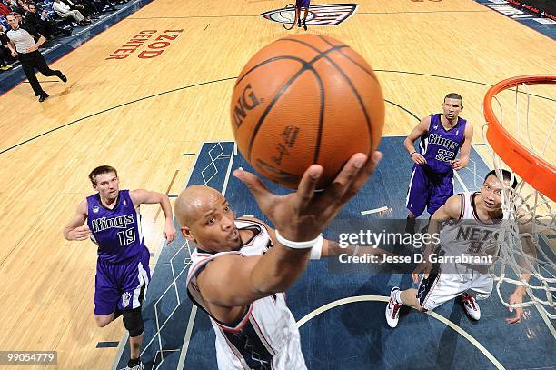 Jarvis Hayes of the New Jersey Nets makes a layup against the Sacramento Kings during the game at the IZOD Center on March 24, 2010 in East...