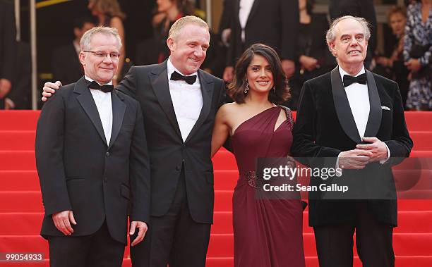 Bernard Marquet, Francois-Henri Pinault, Salma Hayek and guest attends the "Robin Hood" Premiere at the Palais des Festivals during the 63rd Annual...