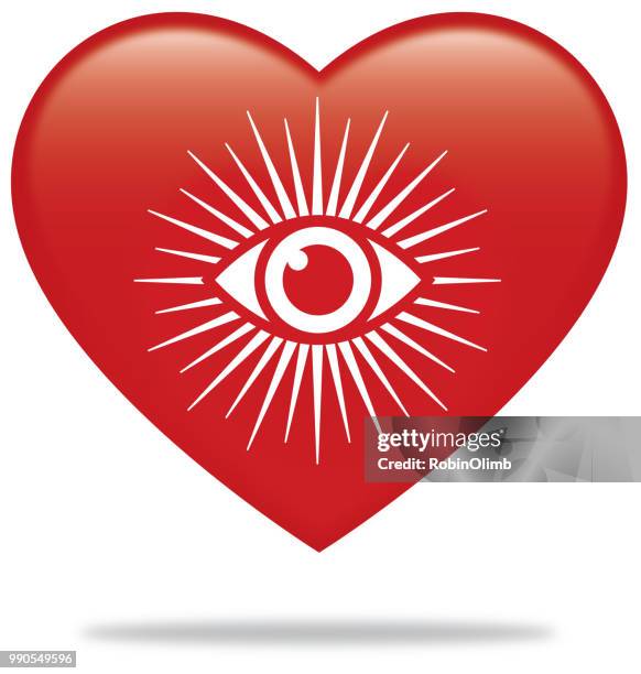 red eye heart icon - robinolimb stock illustrations