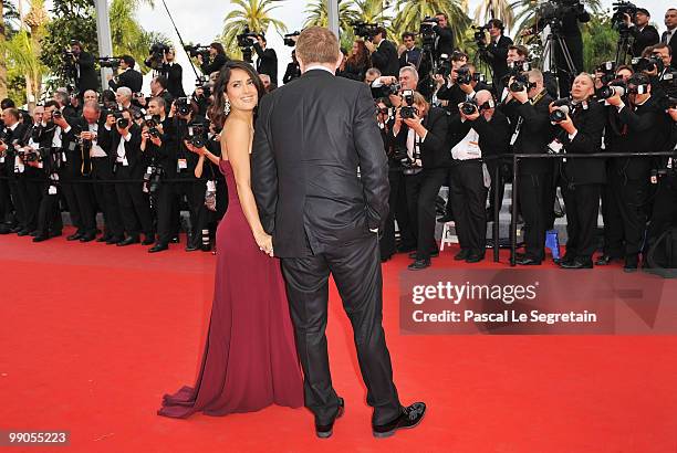 Salma Hayek and Francois-Henri Pinault attend the "Robin Hood" Premiere at the Palais des Festivals during the 63rd Annual Cannes Film Festival on...