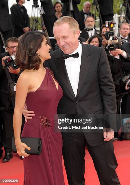 Actress Salma Hayek and Francois-Henri Pinault attend the "Robin Hood" Premiere at the Palais des Festivals during the 63rd Annual Cannes Film...