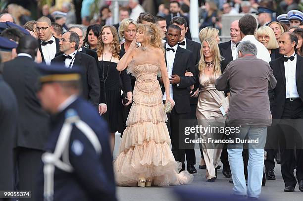 Arielle Dombasle attends the "Robin Hood" Premiere at the Palais des Festivals during the 63rd Annual Cannes Film Festival on May 12, 2010 in Cannes,...