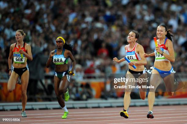 Athletics Chermoshanskaya Yuliya , Gevaert Kim , Santos Rosangela , Wagner Marion , Women 4 X 100 Women Relay Final, Athletisme Atletiek, National...