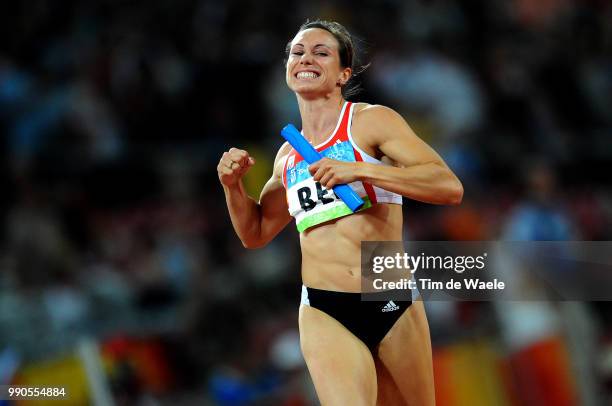 Athleticsgevaert Kim , Celebration Joie Vreugde, Women 4 X 100 Women Relay Final, Athletisme Atletiek, National Stadium Stadion, Birds Nest,...