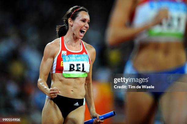 Athleticsgevaert Kim Celebration Joie Vreugde, Chermoshanskaya Yuliya , Women 4 X 100 Women Relay Final, Athletisme Atletiek, National Stadium...