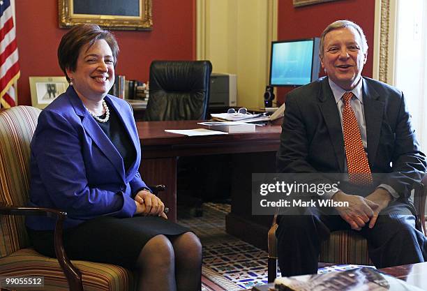 Supreme Court nominee, Solicitor General Elena Kagan meets with Senate Majority Whip Sen. Richard Durbin while meeting with Senators on Capitol Hill...