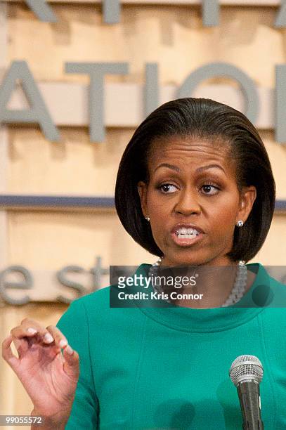 Michelle Obama speaks during the "When Parents Deploy: Understanding the Experiences of Military Children and Spouses" luncheon at Georgetown...