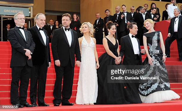 Director of the Cannes Film Festival Thierry Fremaux, French Culture Minister Frederic Mitterrand, actor Russell Crowe, Danielle Spencer, Chau-Giang...