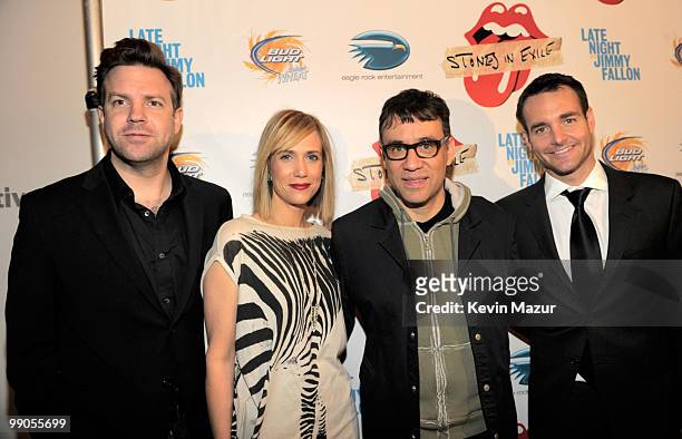 Jason Sudeikis, Kristen Wiig, Fred Armisen, and Will Forte from Saturday Night Live attends the "Stones in Exile" screening at The Museum of Modern...