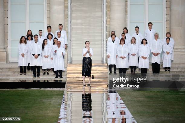 Fashion designer Clare Waight Keller during the Givenchy Haute Couture Fall Winter 2018/2019 show as part of Paris Fashion Week on July 1, 2018 in...