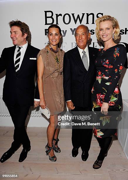 Simon Le Bon, Yasmin Le Bon, Oscar de la Renta and Eva Herzigova attend the party to celebrate Browns' 40th Anniversary, at The Regent Penthouses and...