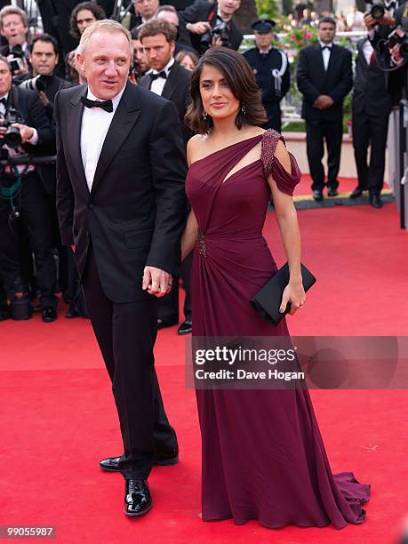 Francois-Henri Pinault and actress Salma Hayek attend the Robin Hood Premiere at the Palais des Festivals during the 63rd Annual Cannes International...