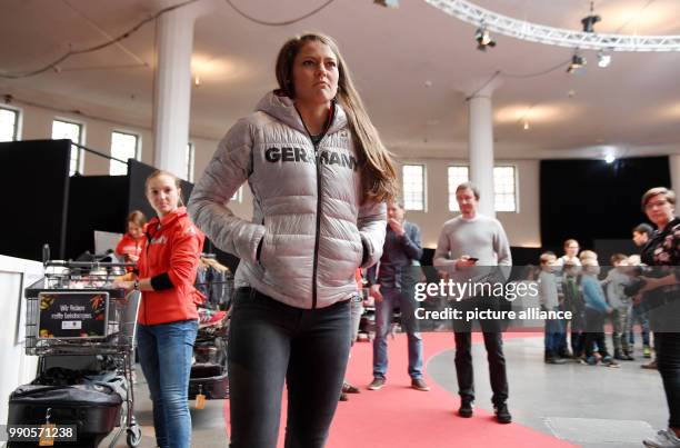 Ski jumping athlete Katharina Vogt during the official outfitting of the German Olympic Team for the Winter Olympics in Pyeongchang, in Munich,...